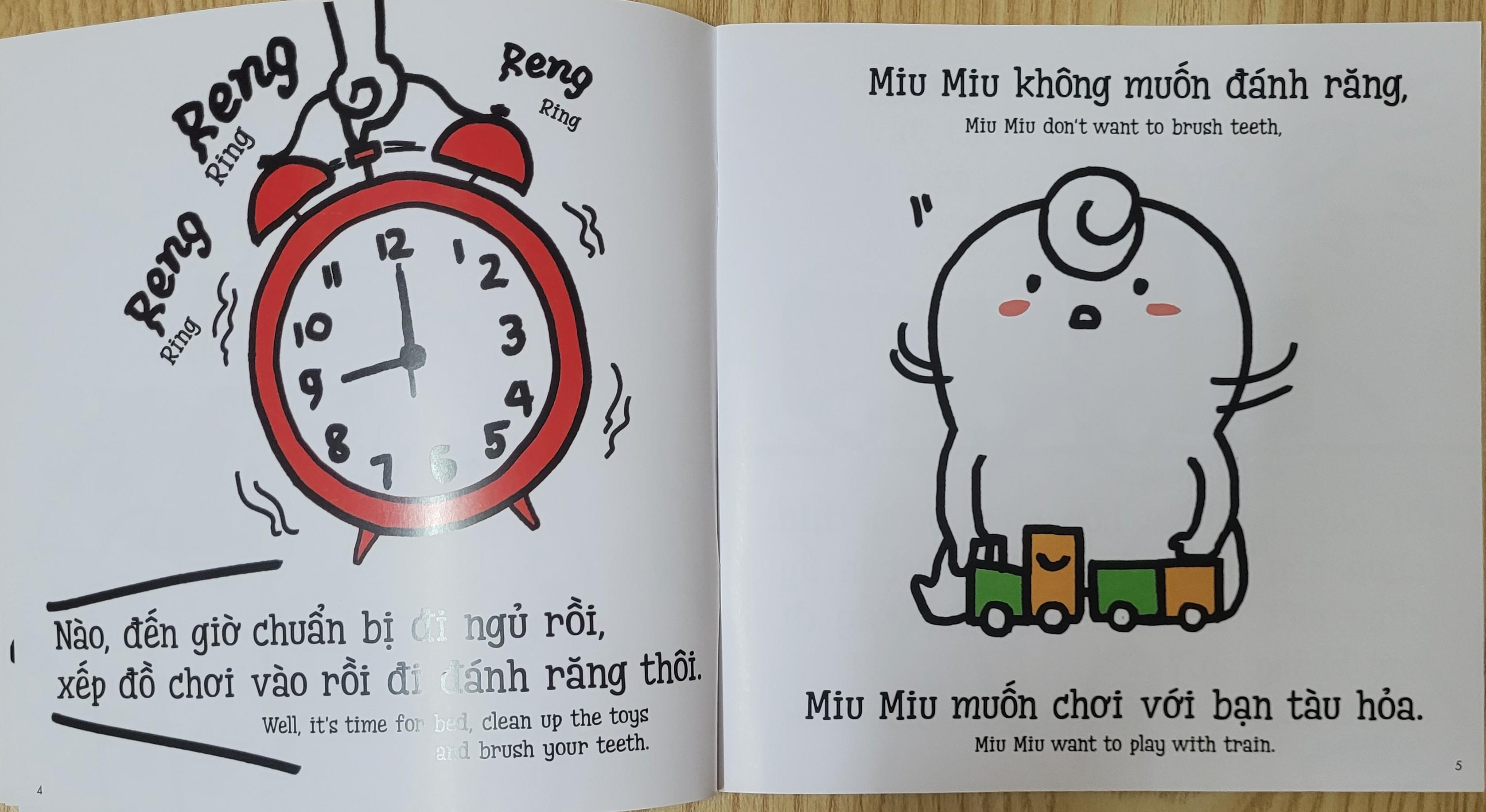 Sách Ehon Miu Miu Tự Lập Phần 1 Song Ngữ - Đánh Răng Song Ngữ