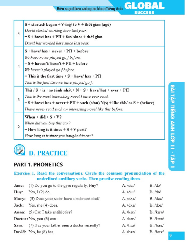 sách - GLOBAL SUCCESS - Bài tập tiếng anh lớp 11 Tập 1 (có đáp án)