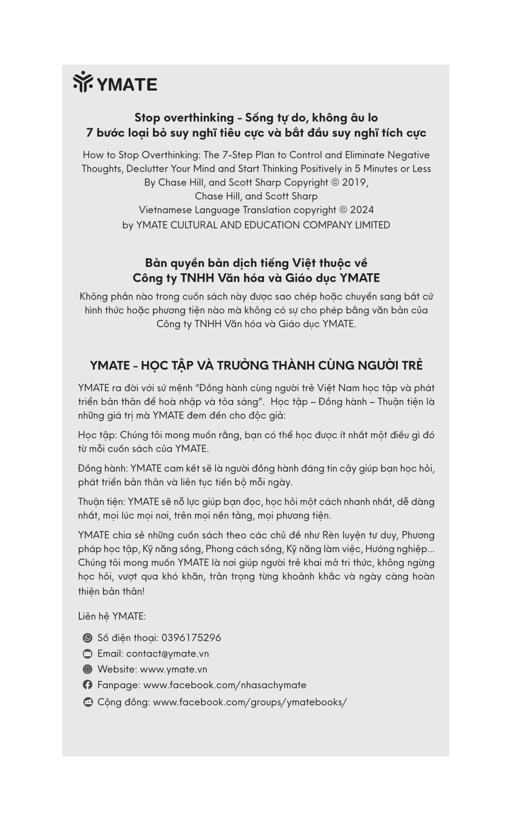 Sách Stop Overthinking - Sống Tự Do, Không Âu Lo - 7 Bước Loại Bỏ Suy Nghĩ Tiêu Cực Và Bắt Đầu Suy Nghĩ Tích Cực