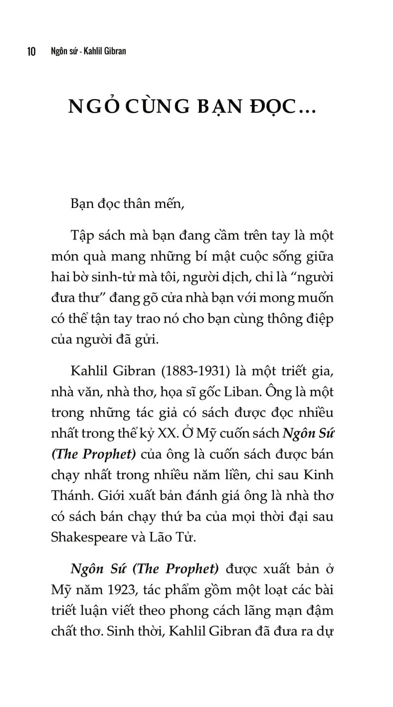 Ngôn Sứ - Bí Mật Cuộc Sống Giữa Hai Bờ Sinh Tử - Kahlil Gibram; Lệ Hằng dịch