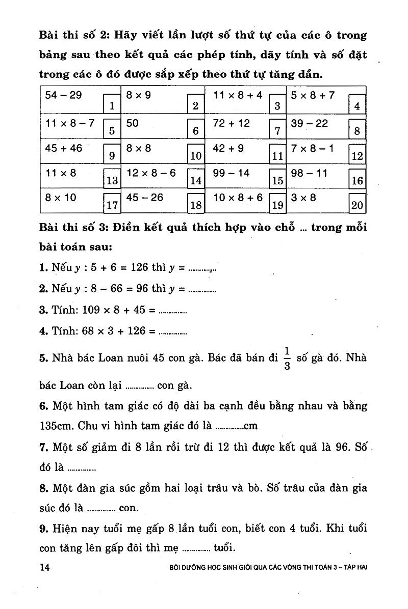 Bồi Dưỡng Học Sinh Giỏi Qua Các Vòng Thi Toán Lớp 3 (Tập 2)