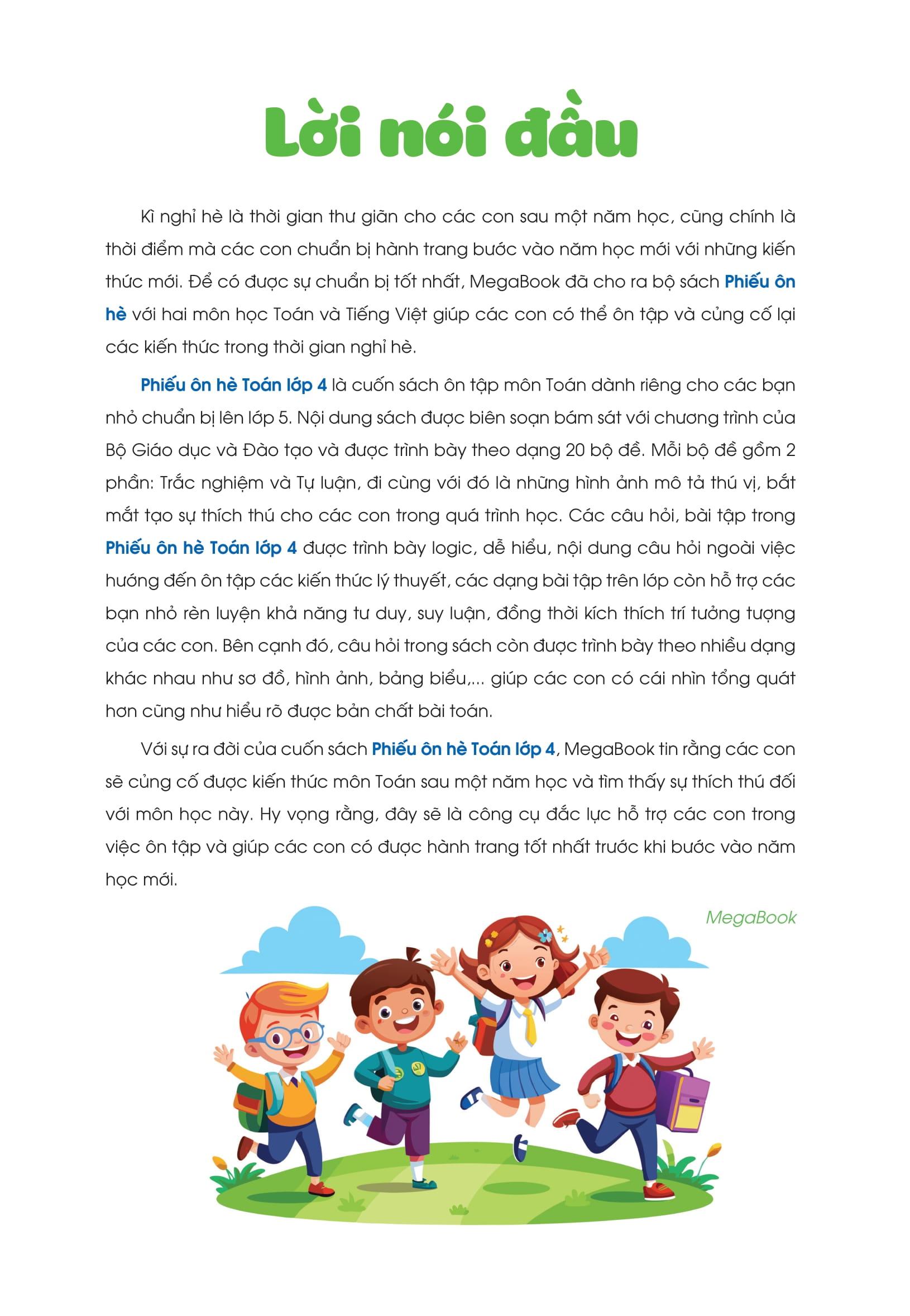 Sách - Phiếu Ôn Hè Toán Lớp 4