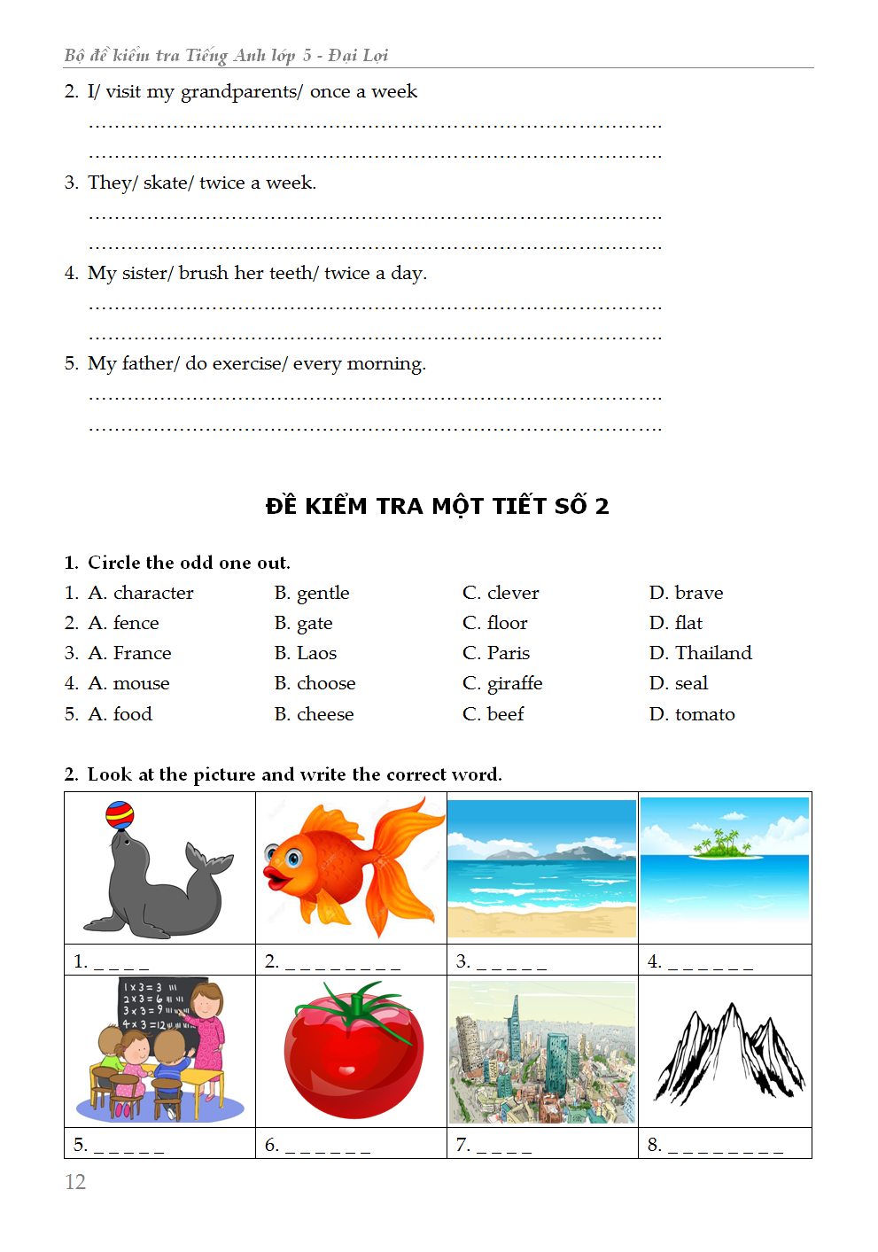 Bộ Đề Kiểm Tra Tiếng Anh Lớp 5