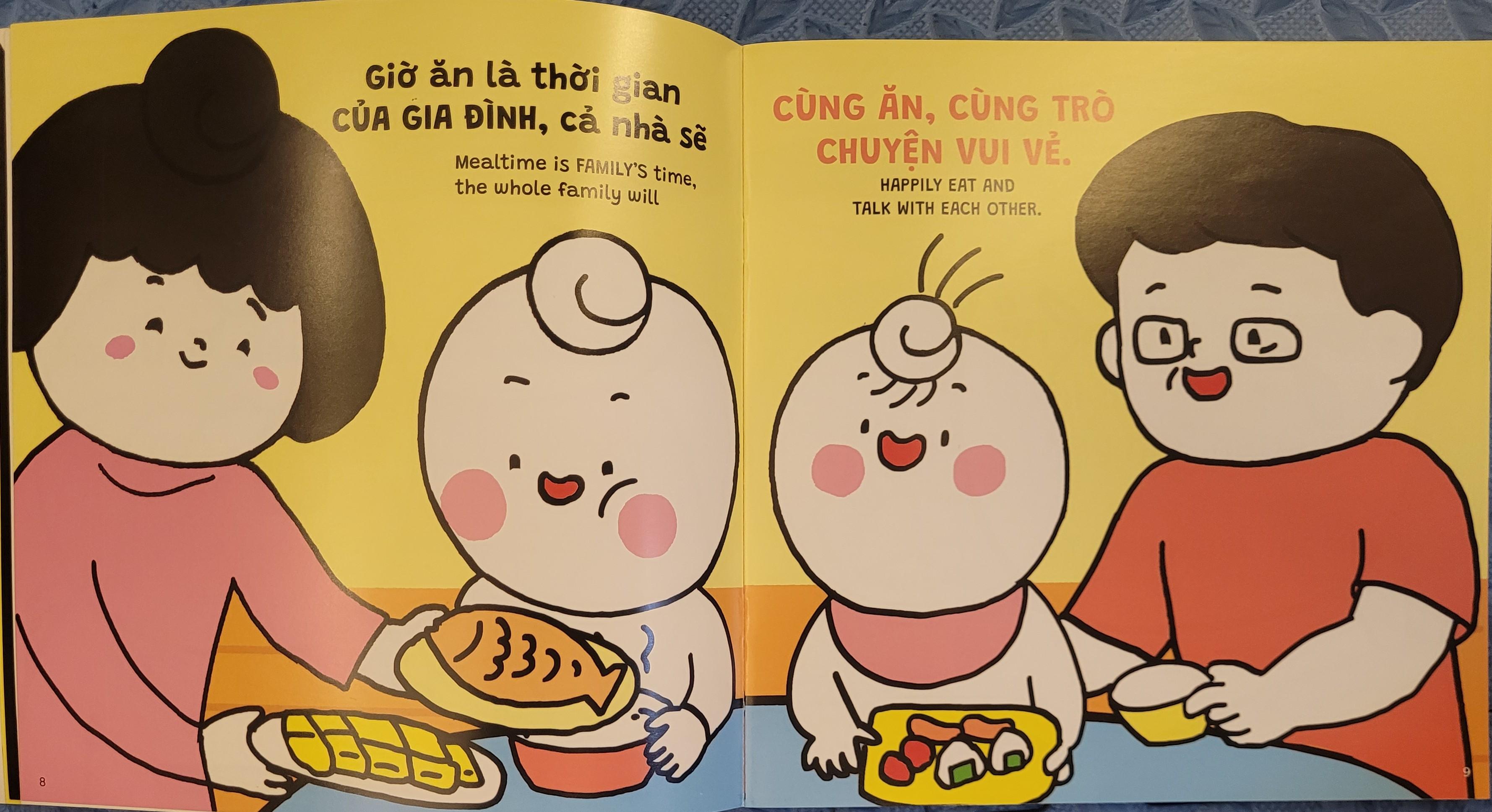 Sách Ehon Miu Bé Nhỏ Phần 4 Song Ngữ - Miu Bé Nhỏ Đừng Vừa Ăn Vừa Xem Điện Thoại Nhé