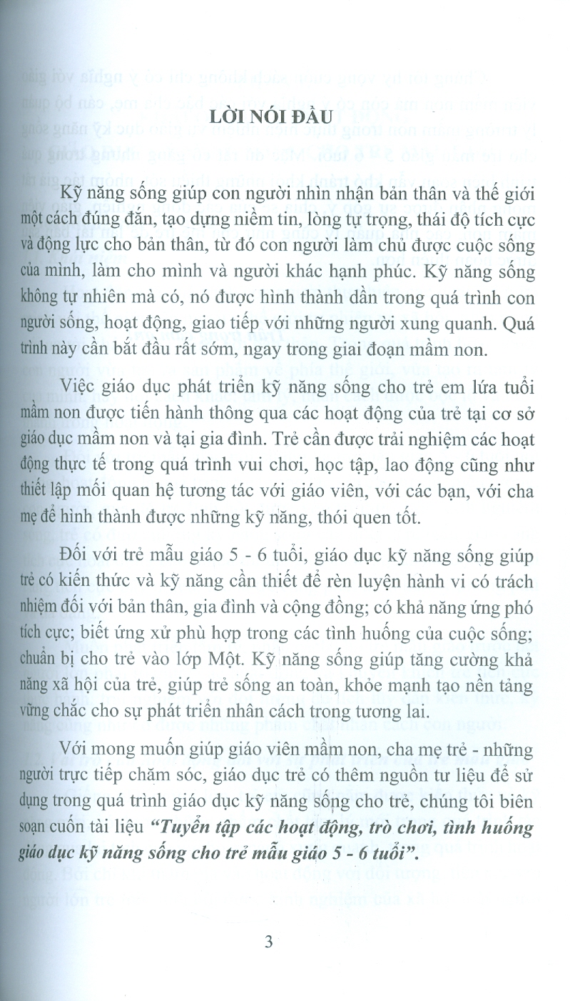 Tuyển Tập Các Hoạt Động Giáo Dục Kỹ Năng Sống Cho Trẻ Mẫu Giáo 5-6 Tuổi
