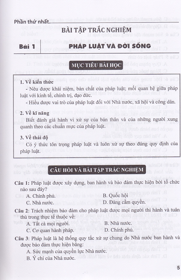 Câu hỏi và bài tập trắc nghiệm Giáo dục công dân (Dùng chung cho các bộ SGK)