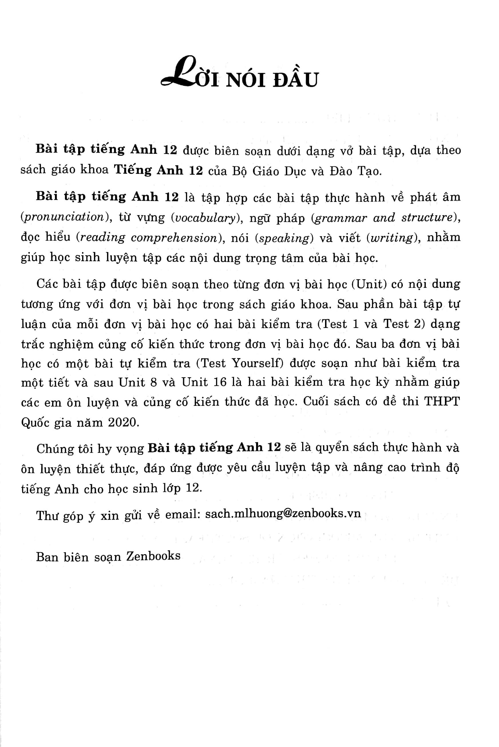Bài Tập Tiếng Anh Lớp 12 - Có Đáp Án (2022)