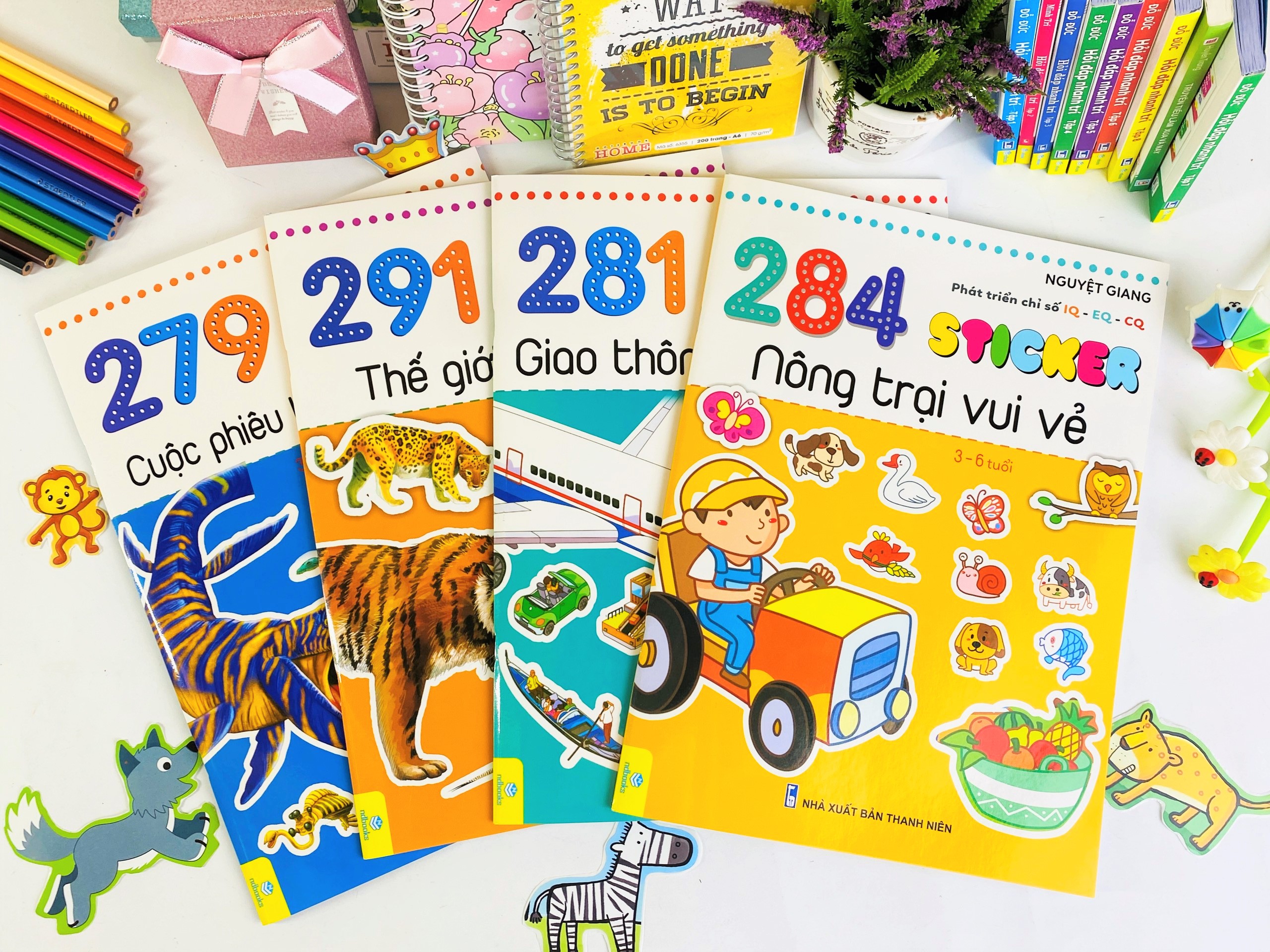 Sách Combo 5 cuốn Sticker phát triển chỉ số thông minh IQ-EQ-CQ dành cho bé từ 3-6 tuổi -Ndbooks