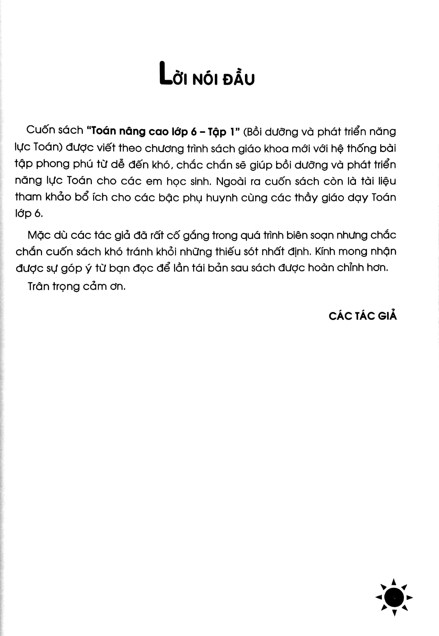 Toán Nâng Cao - Bồi Dưỡng Và Phát Triển Năng Lực Toán Lớp 6 - Tập 1