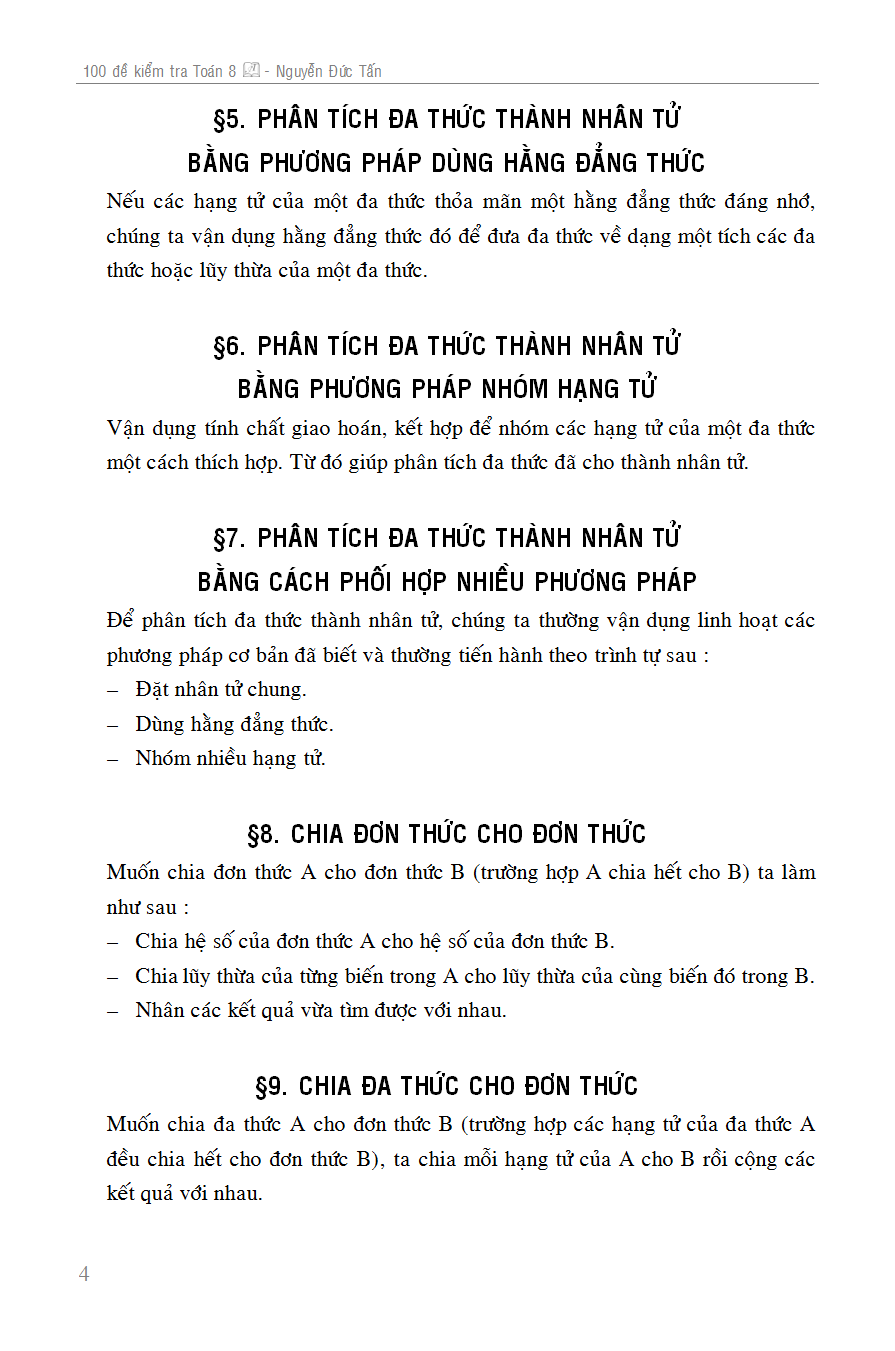 100 Đề Kiểm Tra Toán 8