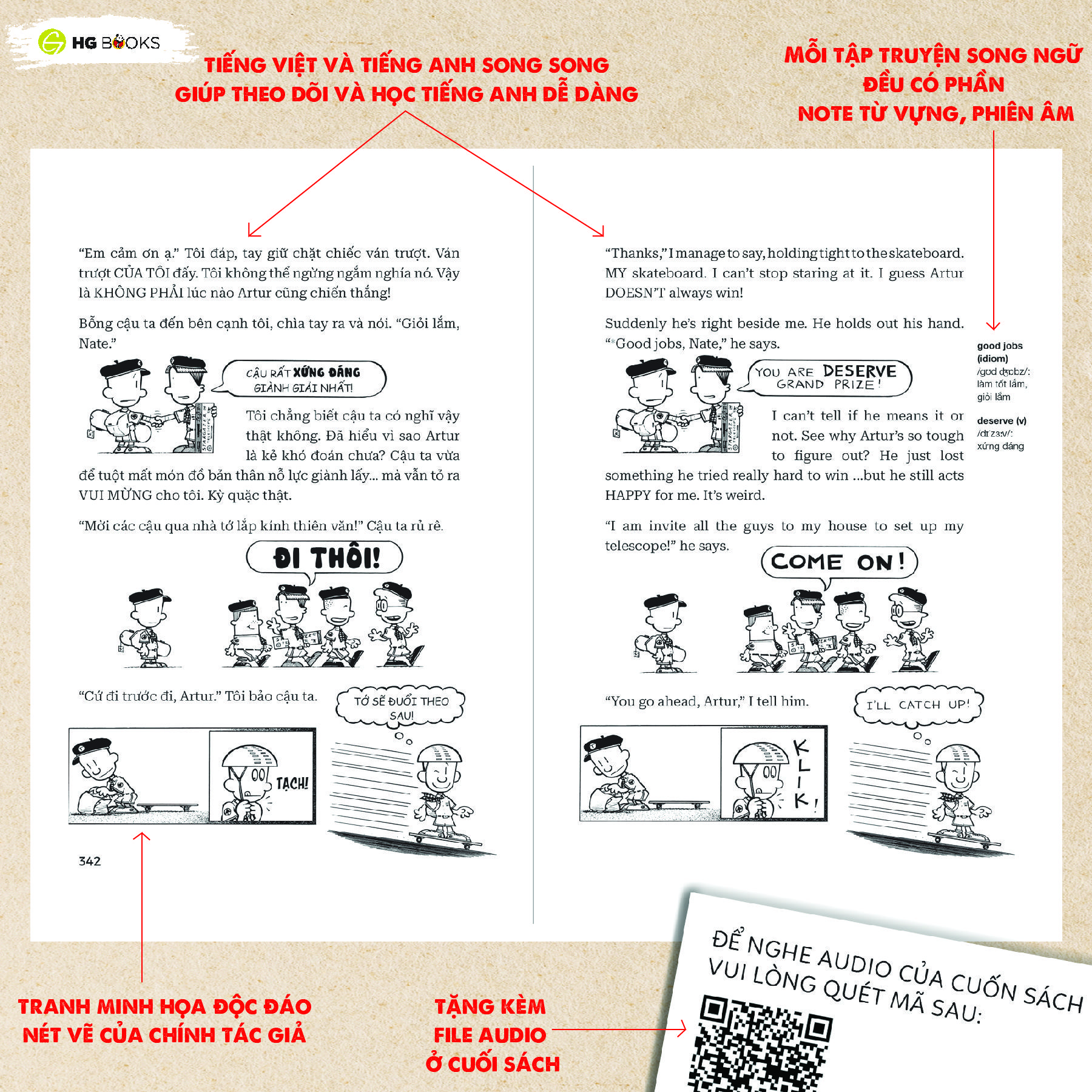Truyện tranh Big Nate: Strikes Again - Tập 2: Lội Ngược Dòng - Bản Song Ngữ. Tặng Kèm File Nghe