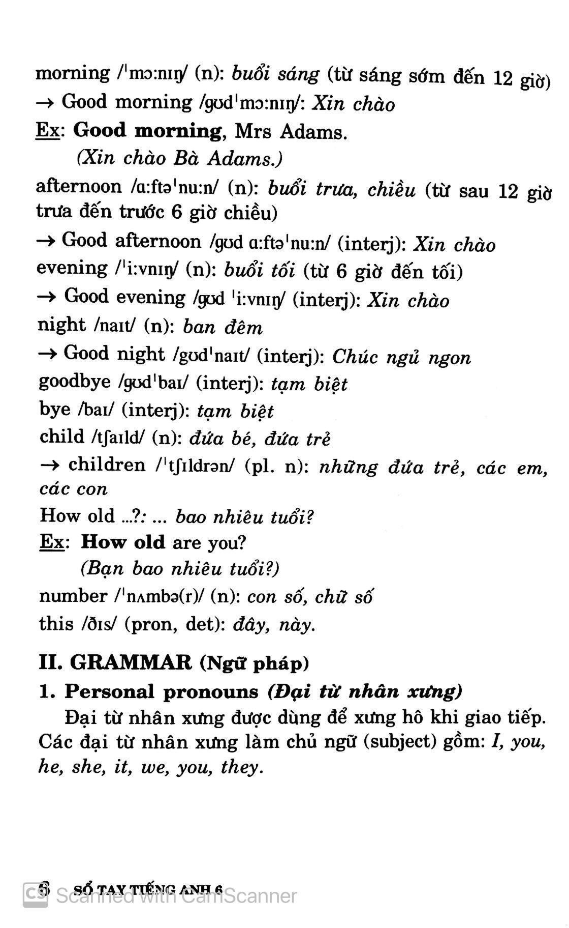 Sổ Tay Tiếng Anh Lớp 6