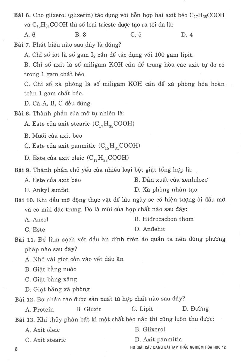 Hướng Dẫn Giải Các Dạng Bài Tập Trắc Nghiệm Hoá Học 12
