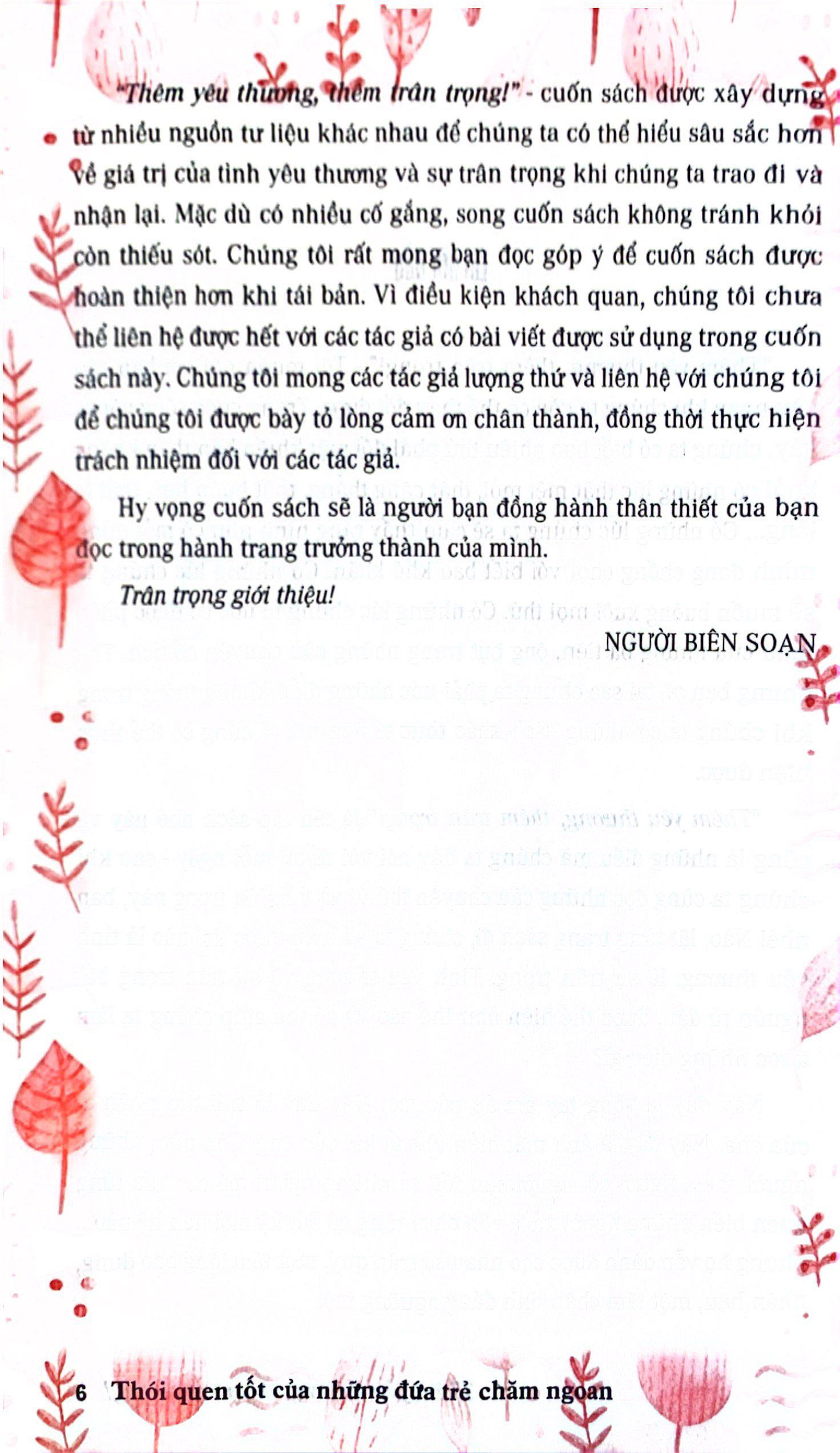 Thói Quen Tốt Của Những Đứa Trẻ Chăm Ngoan - Thêm Yêu Thương, Thêm Trân Trọng!