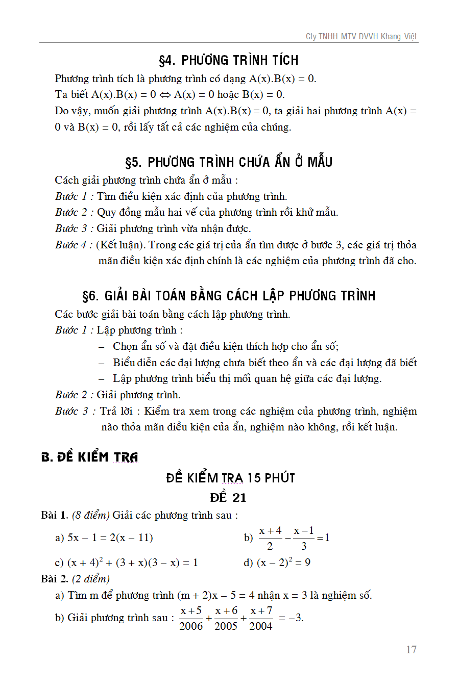 100 Đề Kiểm Tra Toán 8