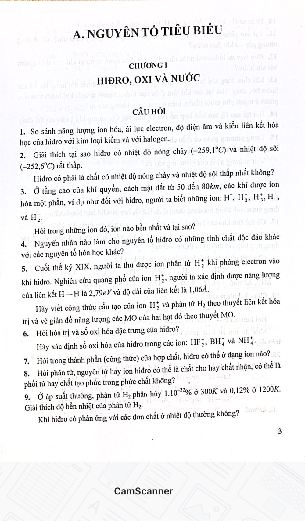 Bài tập Hoá học vô cơ, Quyển III, Hoá học các nguyên tố - A. Nguyên tố tiêu biểu, B. Kim loại chuyển tiếp
