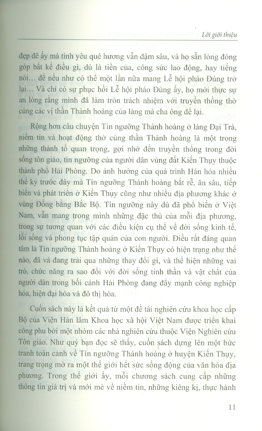 Tín Ngưỡng Thành Hoàng Ở Kiến Thuỵ, Hải Phòng - Truyền Thống Và Hiện Đại (Sách chuyên khảo) - Hoàng Văn Chung, Vũ Thanh Bằng (Đồng chủ biên)