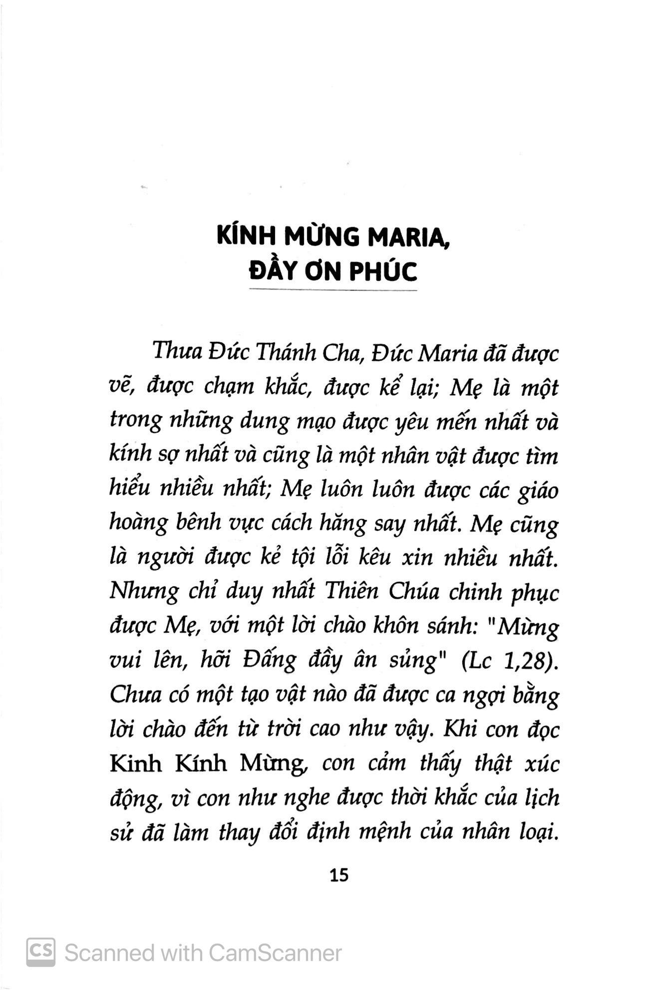 Kinh Kính Mừng - Một Suy Tư Mới Của Đức Giáo Hoàng Phanxicô