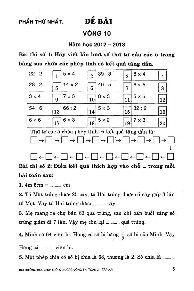 Bồi Dưỡng Học Sinh Giỏi Qua Các Vòng Thi Toán Lớp 3 (Tập 2)