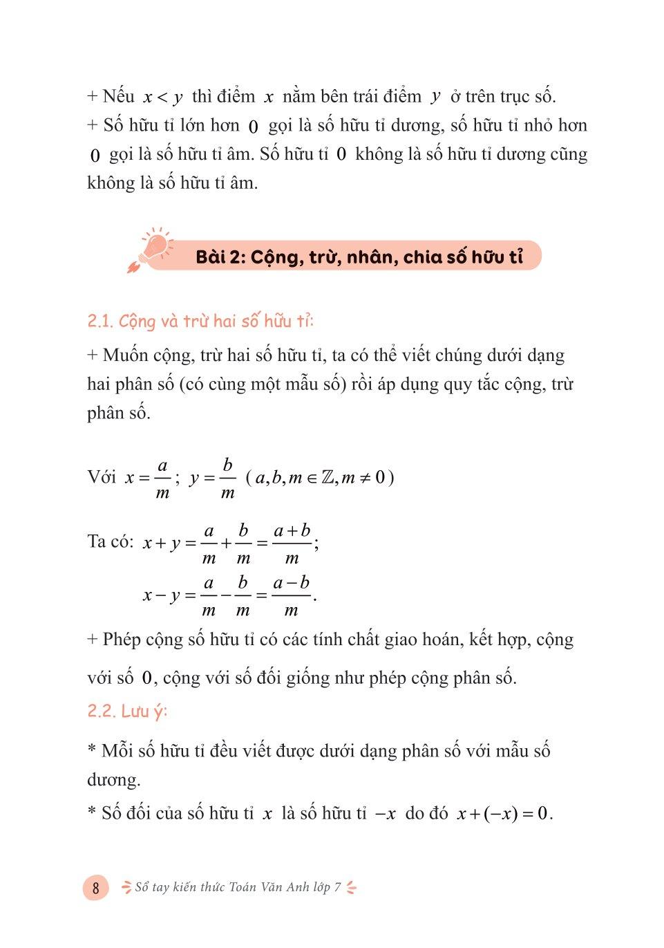 Sổ Tay Kiến Thức Toán-Văn-Anh Lớp 7