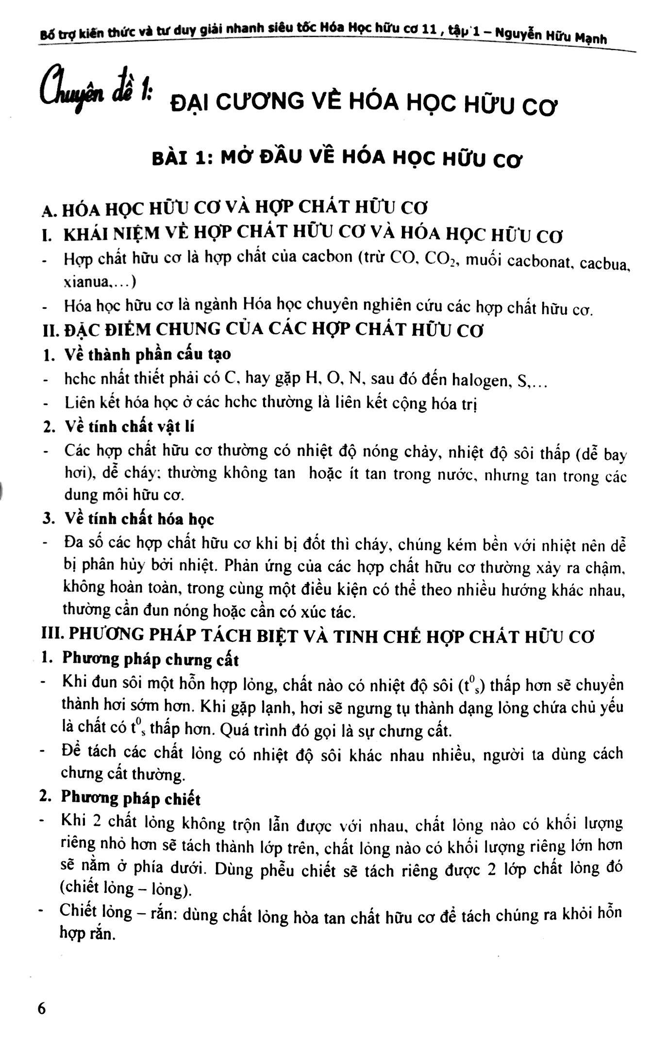 Bổ Trợ Kiến Thức Và Tư Duy Giải Nhanh Siêu Tốc Hóa Học Hữu Cơ Lớp 11 (Tập 1)