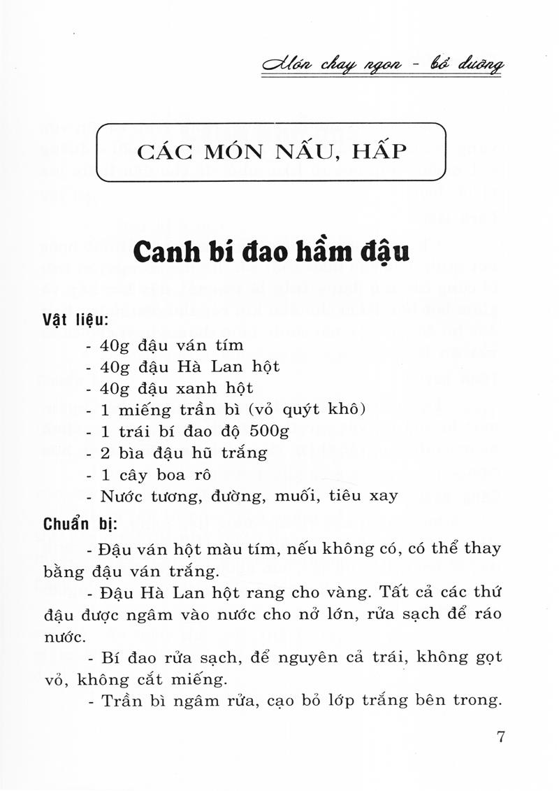 Món Chay Ngon, Bỗ Dưỡng