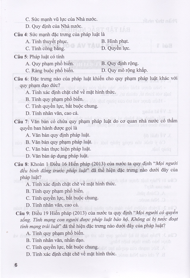 Câu hỏi và bài tập trắc nghiệm Giáo dục công dân (Dùng chung cho các bộ SGK)