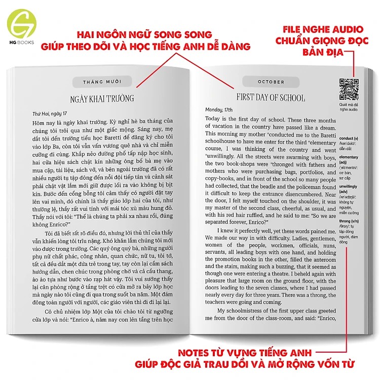 Những tấm lòng cao cả - Sách song ngữ văn học kinh điển, có note từ vựng, tặng kèm file nghe