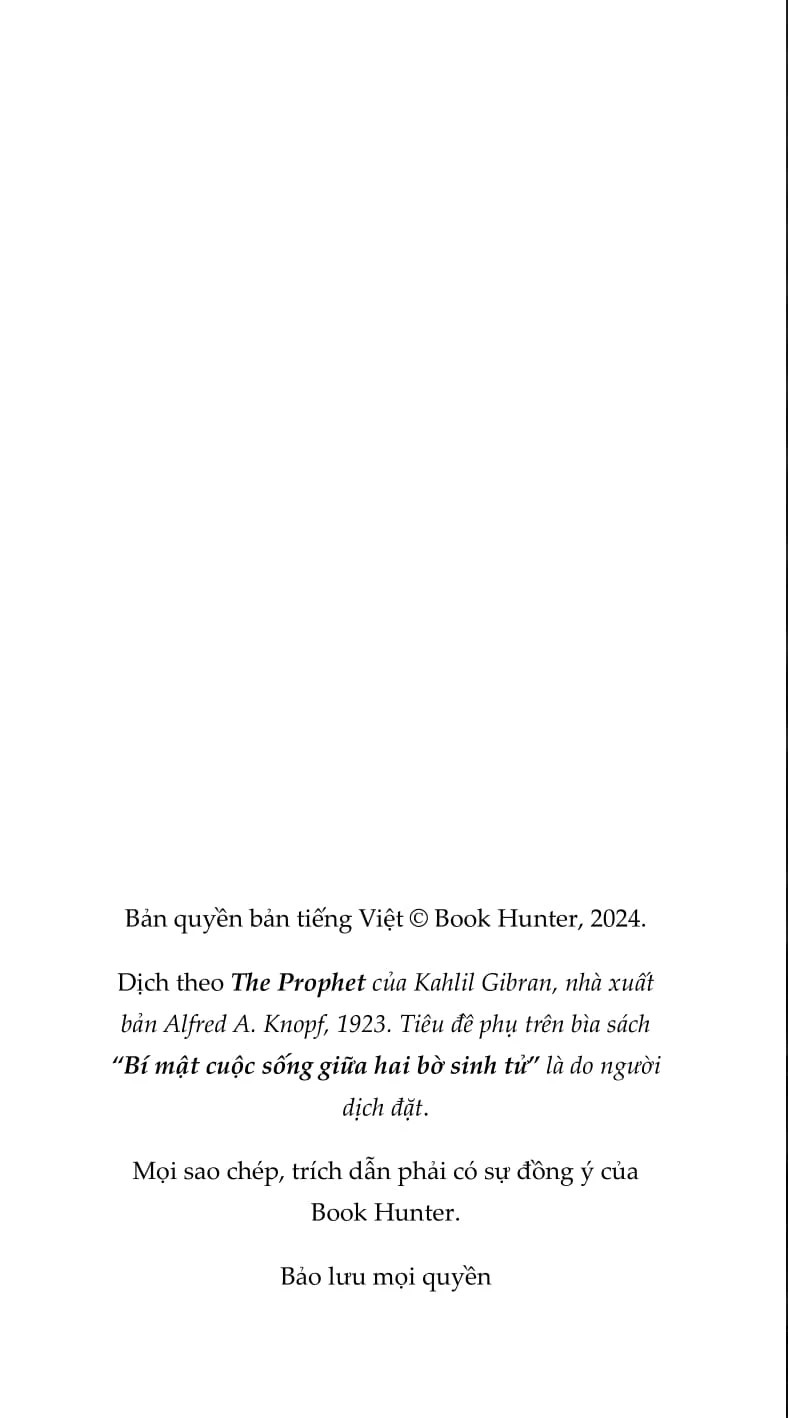 Ngôn Sứ - Bí Mật Cuộc Sống Giữa Hai Bờ Sinh Tử - Kahlil Gibram; Lệ Hằng dịch