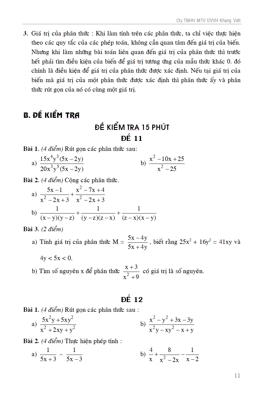 100 Đề Kiểm Tra Toán 8
