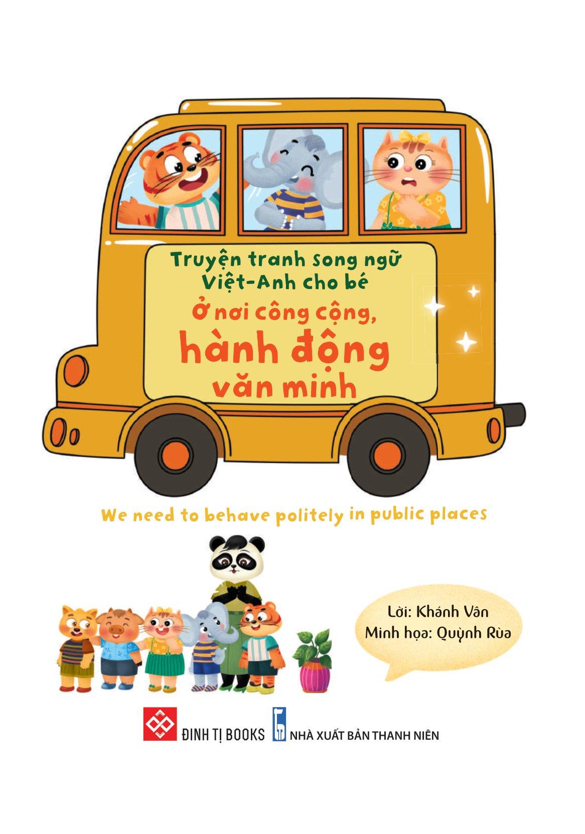 Sách Truyện Tranh Song Ngữ Việt Anh Cho Bé - Ở Nơi Công Cộng Hành Động Văn Minh