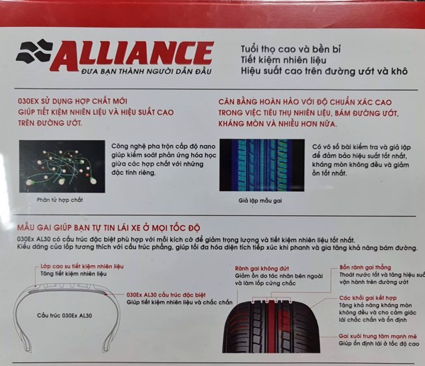Lốp xe ô tô Huyndai i10 Yokohama 165/65R14 Alliance 030Ex