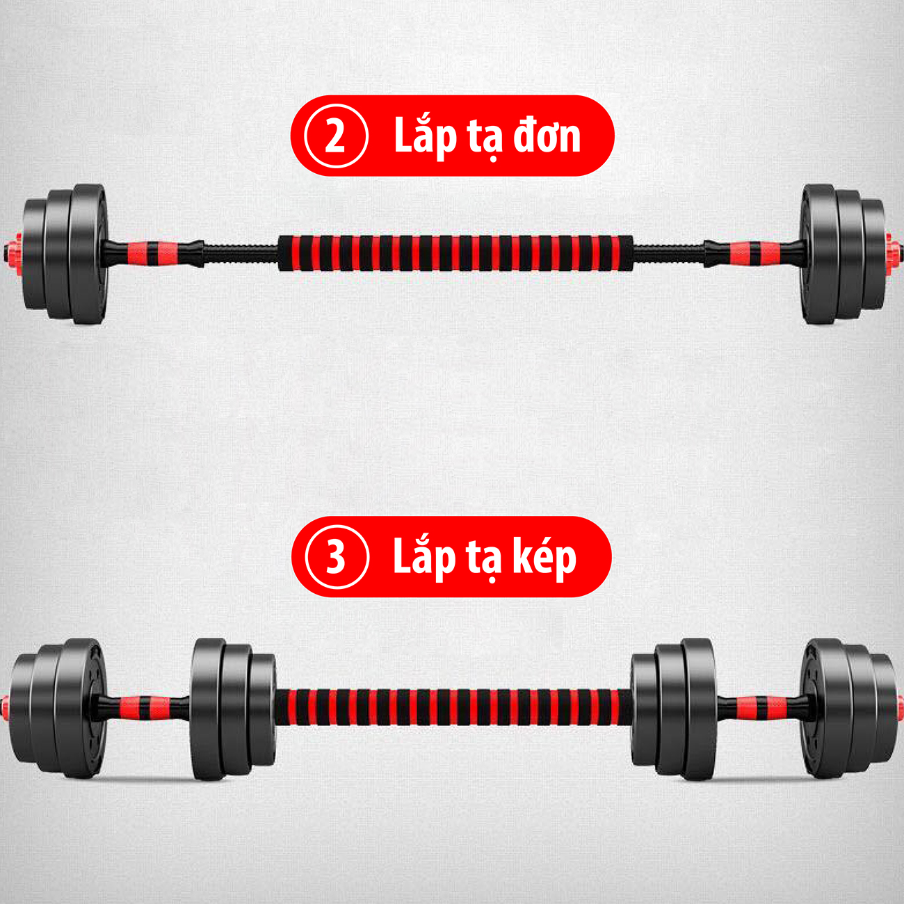 BG BỘ TẠ 30KG Tạ Tập Tay Đa Năng Điều Chỉnh 2 in 1 Kết Hợp Tạ Đẩy ( hàng nhập khẩu)