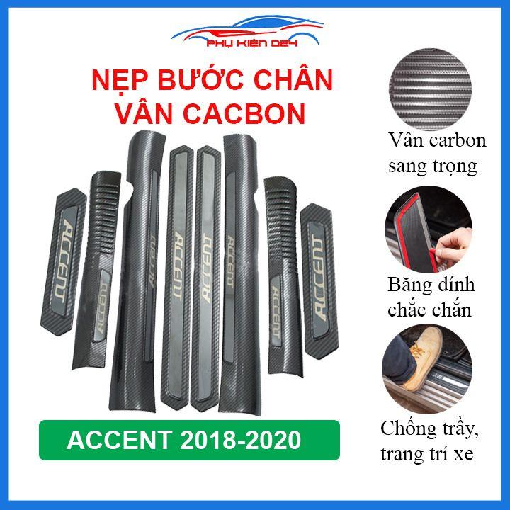 Bộ nẹp bước chân trong ngoài vân Cacbon xe Accent 2018-2019-2020 chống trầy làm đẹp ô tô