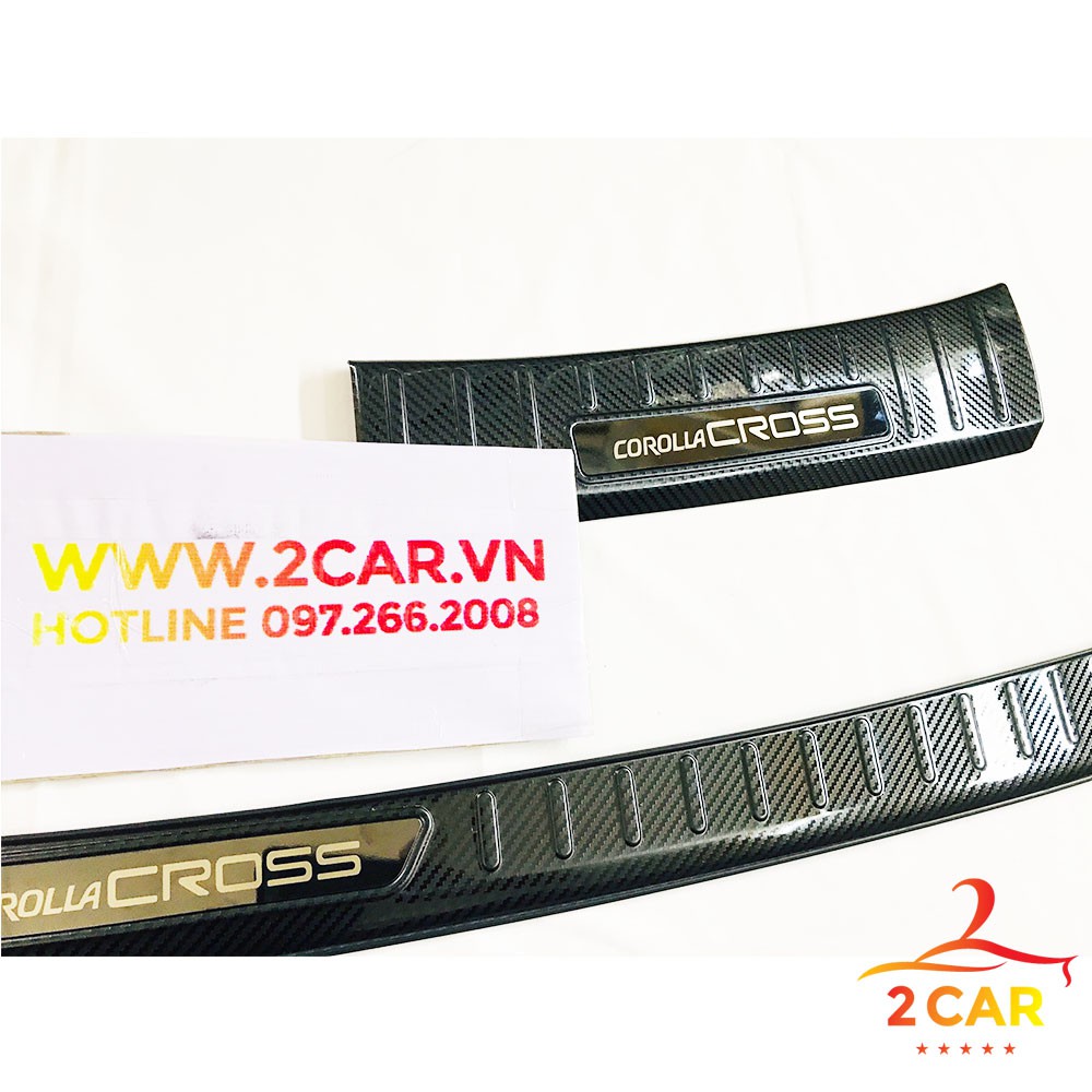 Ốp Chống trầy cốp trong, ngoài CARBON xe Toyota Corolla Cross 2020 2021 2022 2023 vân Cacbon cao cấp