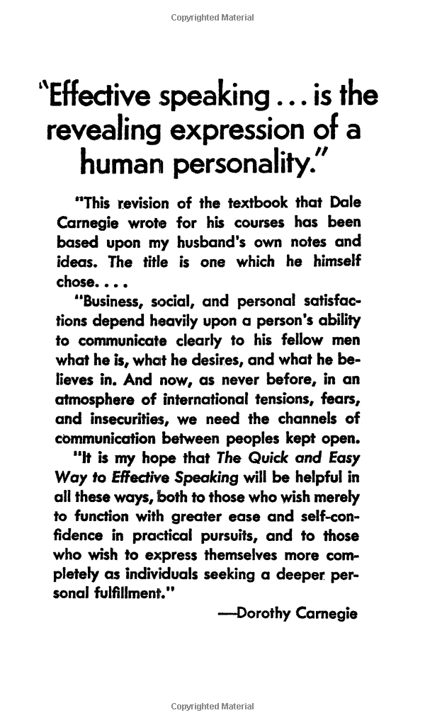 The Quick and Easy Way to Effective Speaking Mass Market Paperback