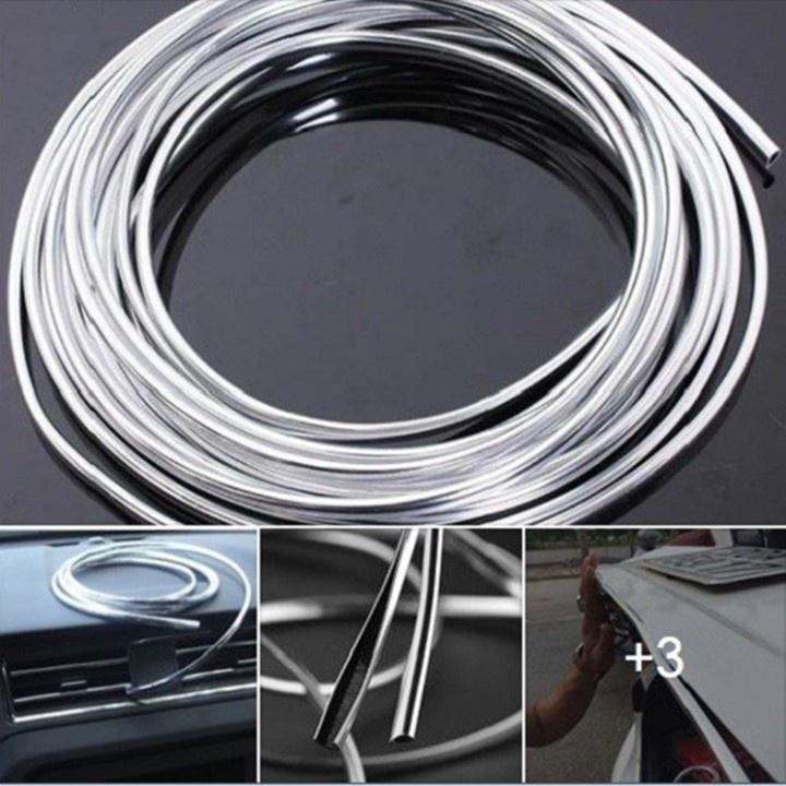 Dán viền trang trí xe hơi mạ crom - Nẹp chữ U trang trí, chống xước, bảo vệ xe, cuộn dài 12m