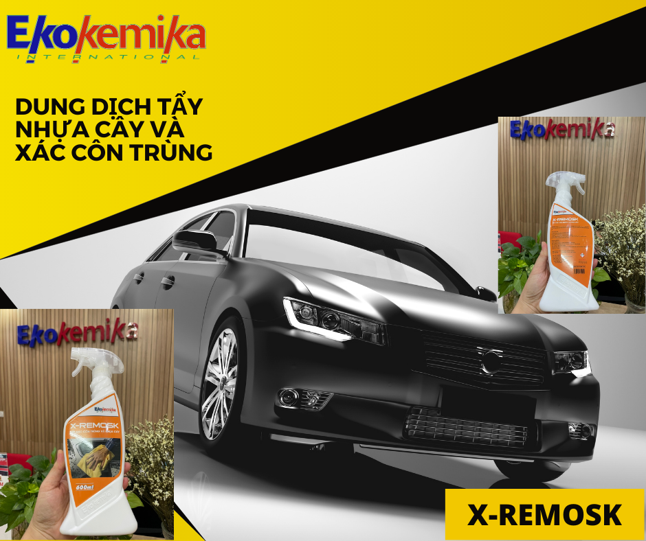 NƯỚC LÀM SẠCH NHỰA CÂY & XÁC CÔN TRÙNG BÁM TRÊN THÂN XE Ô TÔ X-REMOSK 600ML THƯƠNG HIỆU EKOKEMIKA