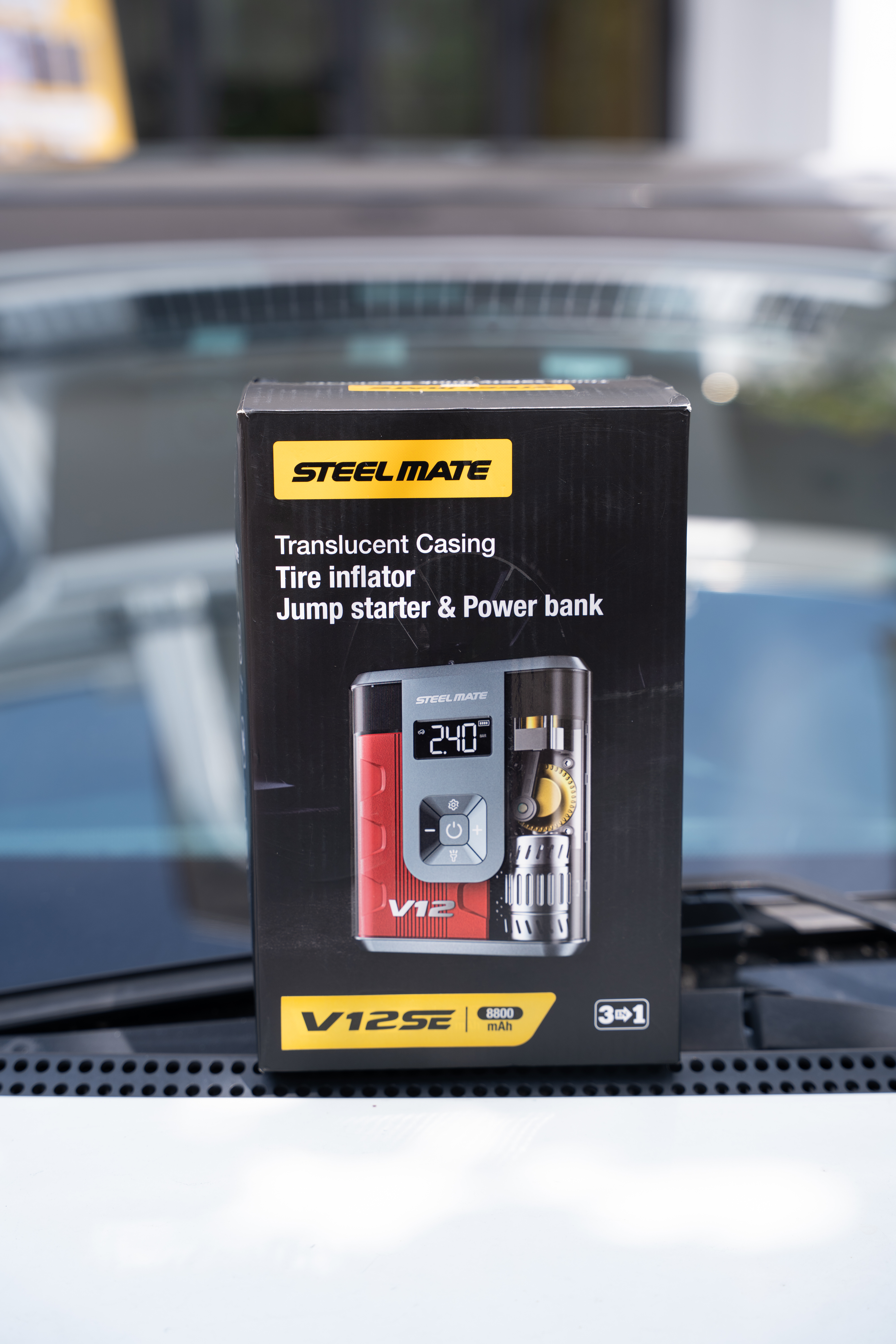 Bơm Lốp & Kích Bình Ô Tô STEELMATE V12SE – Hỗ Trợ Động Cơ Xăng 3.0L, Dầu 2.0L, Hiển Thị LCD, Tự Động Ngắt, Bảo Hành 2 Năm