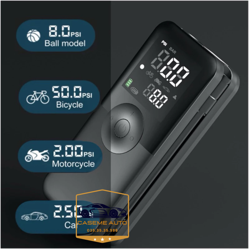 Máy Bơm Lốp Mini Cầm Tay CARSUN C3106 – Pin 4000mAh, Bơm Không Dây, Công Suất 40W, Tích Hợp Đèn LED & Sạc Dự Phòng