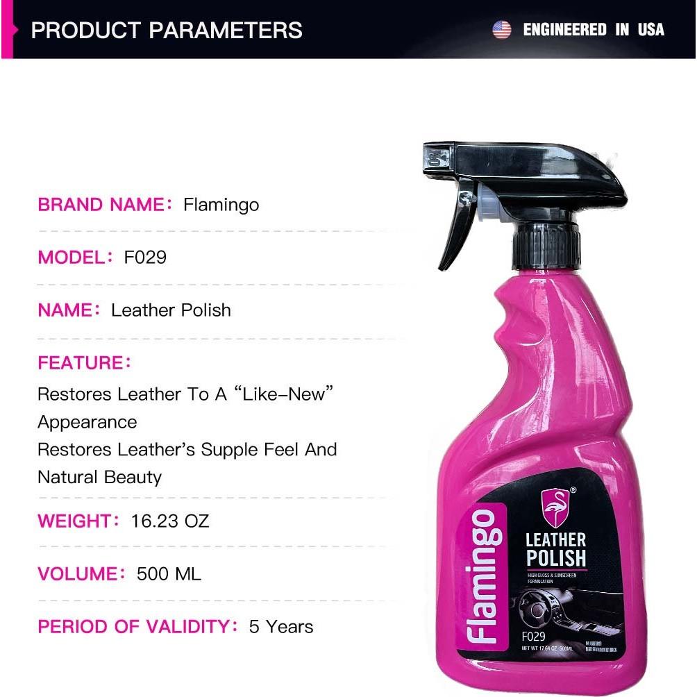 Xịt dưỡng nội thất ô tô ghế da Flamingo leather polish F029 loại cao cấp hàng nhập khẩu Trendycar