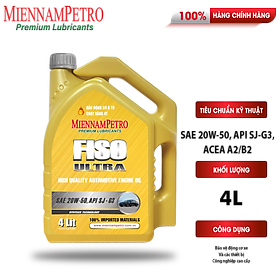 Dầu Nhớt Tổng Hợp MiennamPetro Fiso Ultra 20W-50 API SJ/CF 4L Bảo Vệ Và Chống Ăn Mòn Động Cơ Xe Ô Tô, Xe Khách Cao Cấp