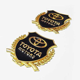 Bộ 02 Logo Huy Hiệu Kim Loại Hình Bông Lúa Trang Trí Ô Tô