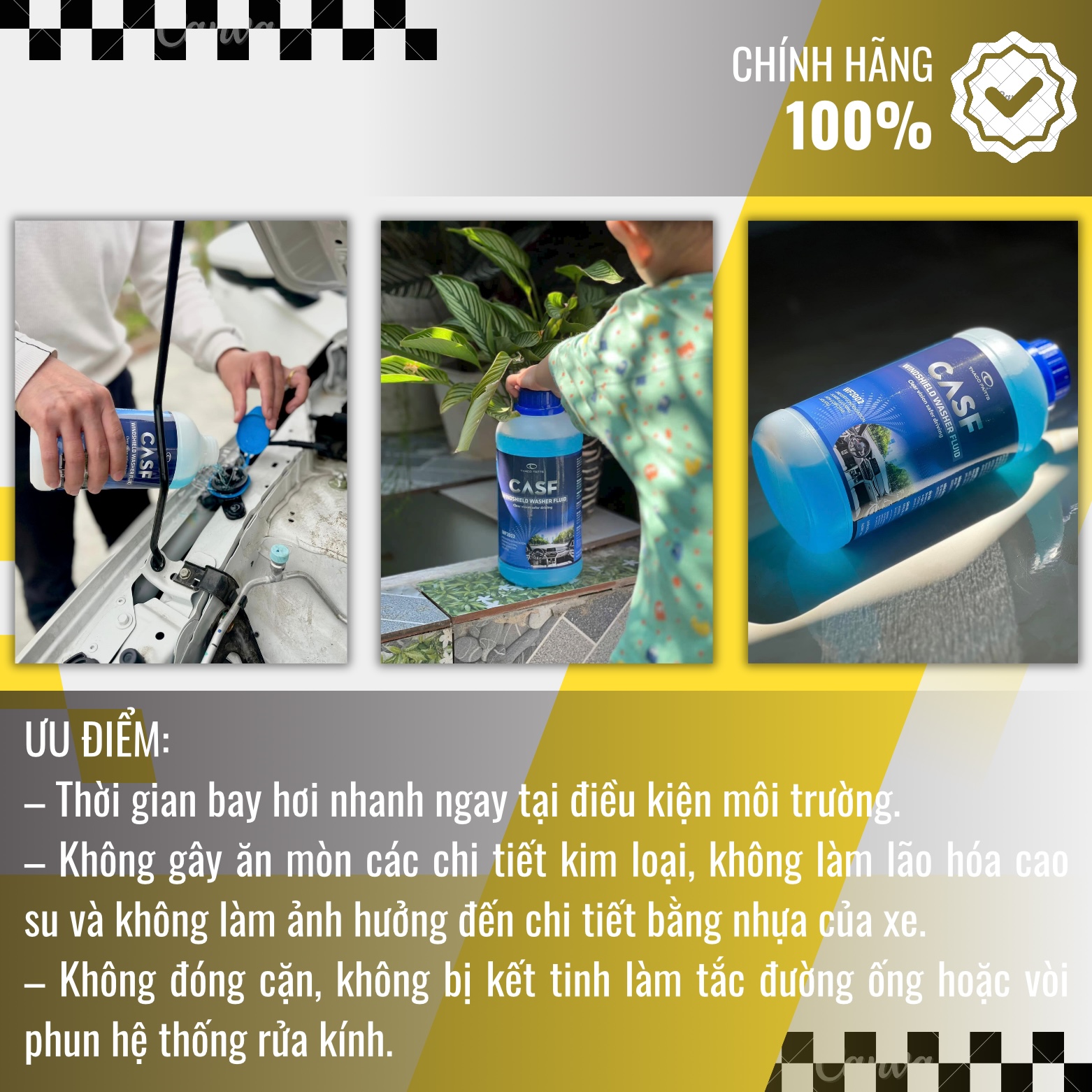 Nước rửa kính xe ô tô THACO CASF dùng cho xe TOYOTA, MAZDA, KIA - Không cần pha - Tiêu chuẩn Nhật Bản