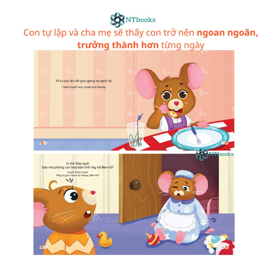 Sách - Bộ Ehon Song Ngữ Anh Việt- Chuột Ben Tô bé nhỏ - Rèn Luyện Tính Tự Lập Cho Trẻ 0 - 6 Tuổi ( Bộ 4 cuốn)