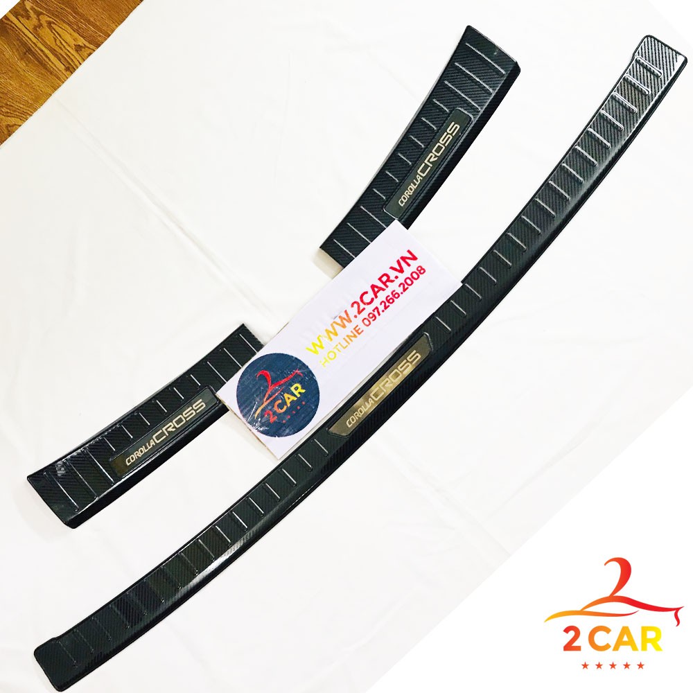 Ốp Chống trầy cốp trong, ngoài CARBON xe Toyota Corolla Cross 2020 2021 2022 2023 vân Cacbon cao cấp