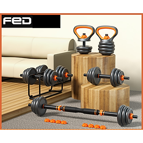 Bộ Tạ Tay (6 in 1) Composite FED Kết hợp tạ đẩy(40 kg)Đa Năng Cao cấp --- hàng chính hãng