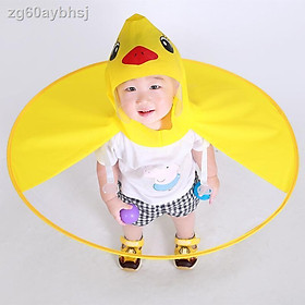 Áo mưa trẻ em ngộ nghĩnh kiểu Hàn Quốc Áo mưa Con vịt nhỏ Màu vàng choàng Mũ ô cho trẻ 3 - 5 tuổi
