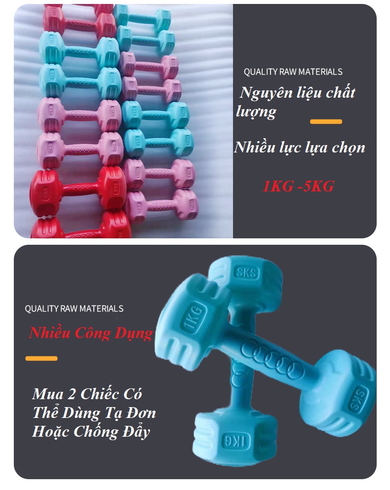 {1 Quả) Tạ Tay 1KG,1.5Kg,2KG,3KG,4Kg,5KG(Vỏ Nhựa Bọc Xi Măng)Dành Cho NAM, Nữ Chuyên Tập Gym Yoga Pilates, Thể Dục Thể thao Tại nhà(Màu NGẪU NHIÊN)