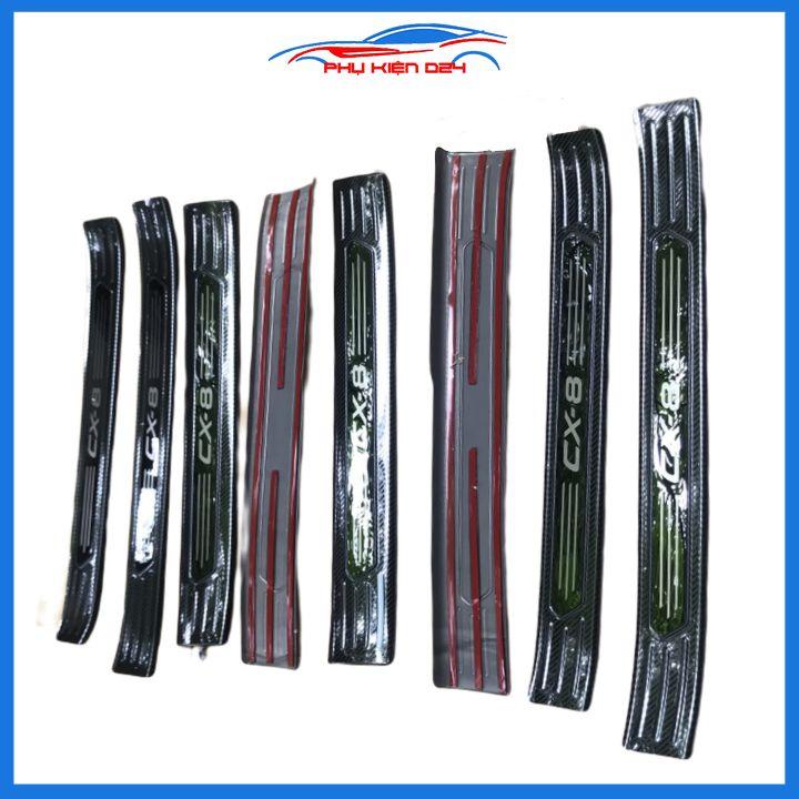 Bộ nẹp bước chân trong ngoài vân Cacbon xe CX8, CX-8 2019-2020-2021 chống trầy làm đẹp ô tô